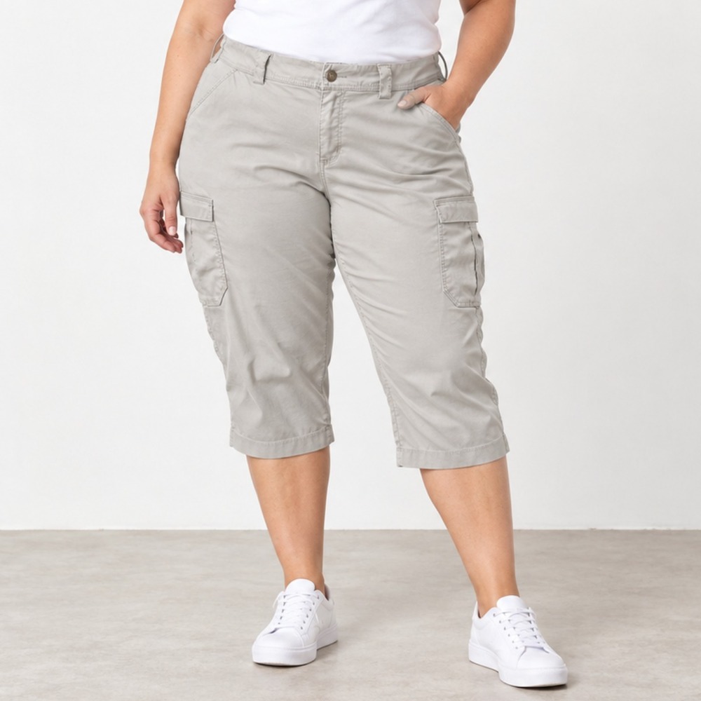 Duluth Trading Womens Cargo Pants Size 18W Capri Gorpcore Hiking Gray Utility